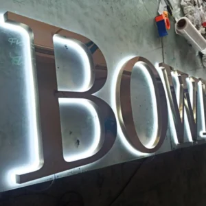 Custom Outdoor Business Logo Signages 3d Stainless Steel Backlit Letter Sign